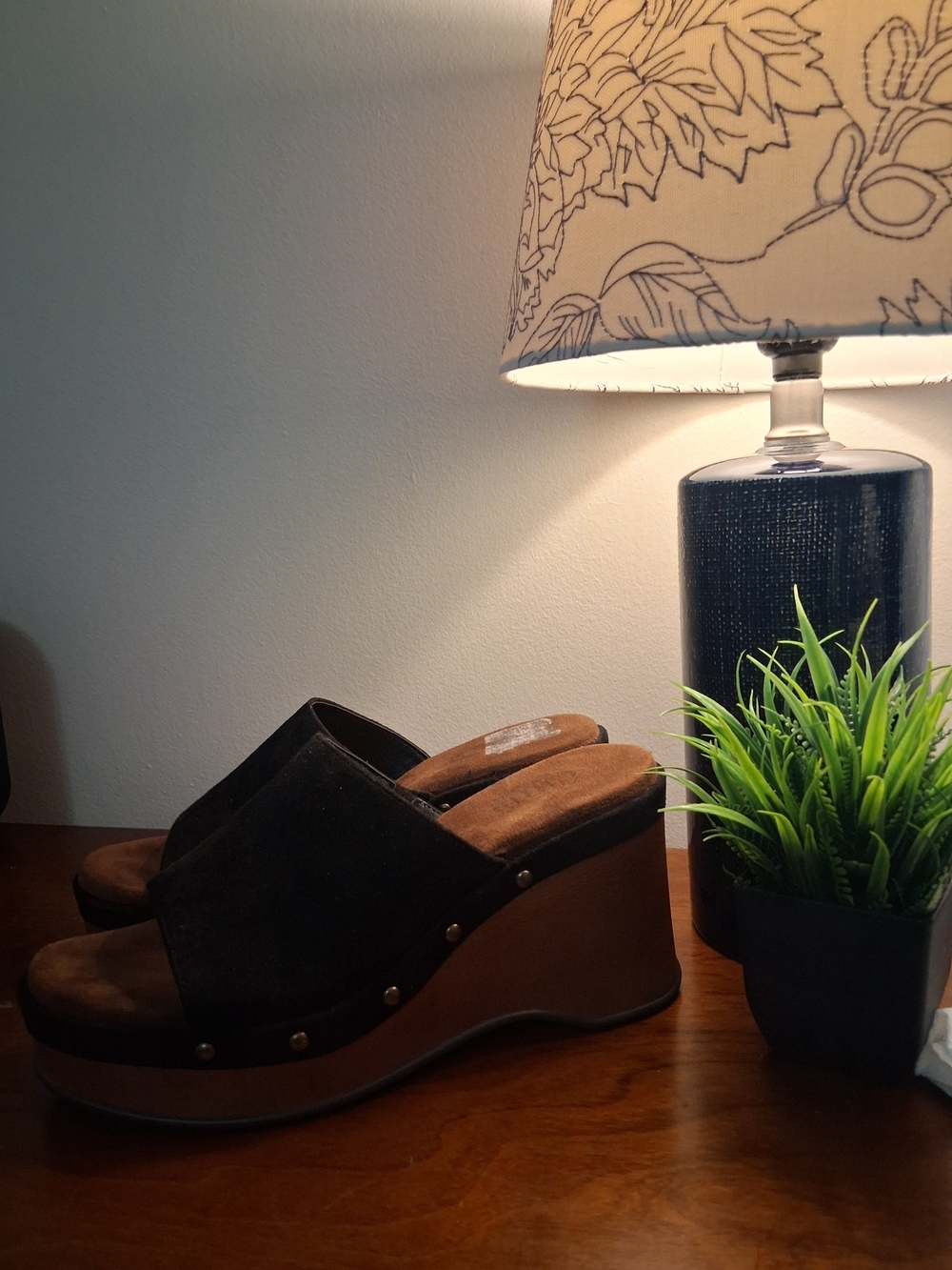 Cliffs Black Wedge Slide Sandals